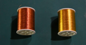 Copper and gold metallic thread by Coats