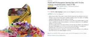 Screenshot of quilting supplies on Amazon.com