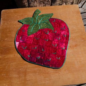 Fabric art wall hanging, Summer Ripe Strawberry