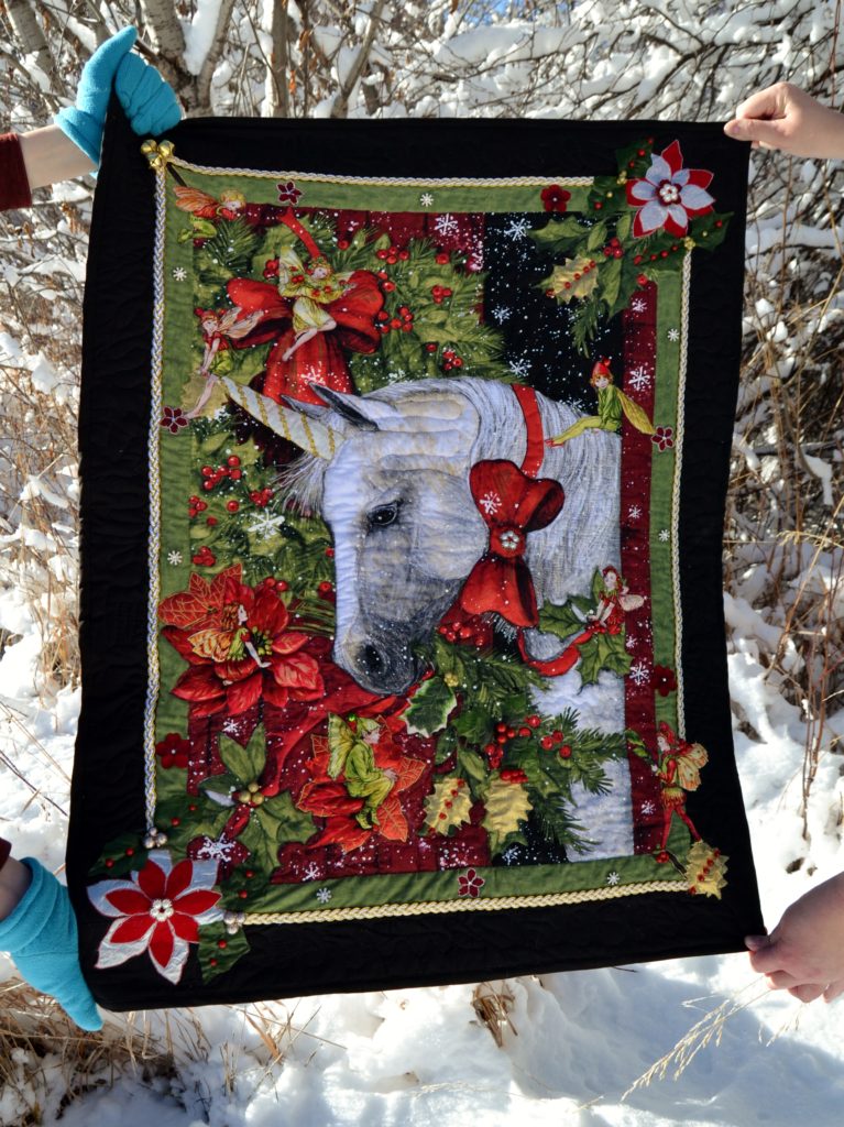 Christmas Delivery - Christmas small wall hanging, what a completed project of a fabric panel for quilting looks like