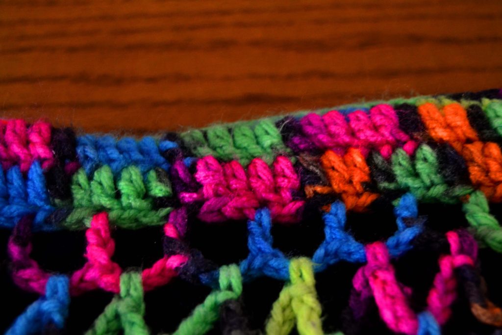 This part of the neon colored waistband got pulled out three times, a simple crochet project gone wrong - really wrong