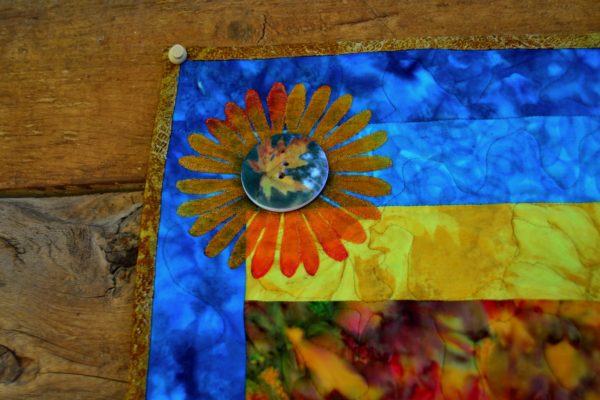 Autumn maple tree table runner - quilted using free motion quilting techniques