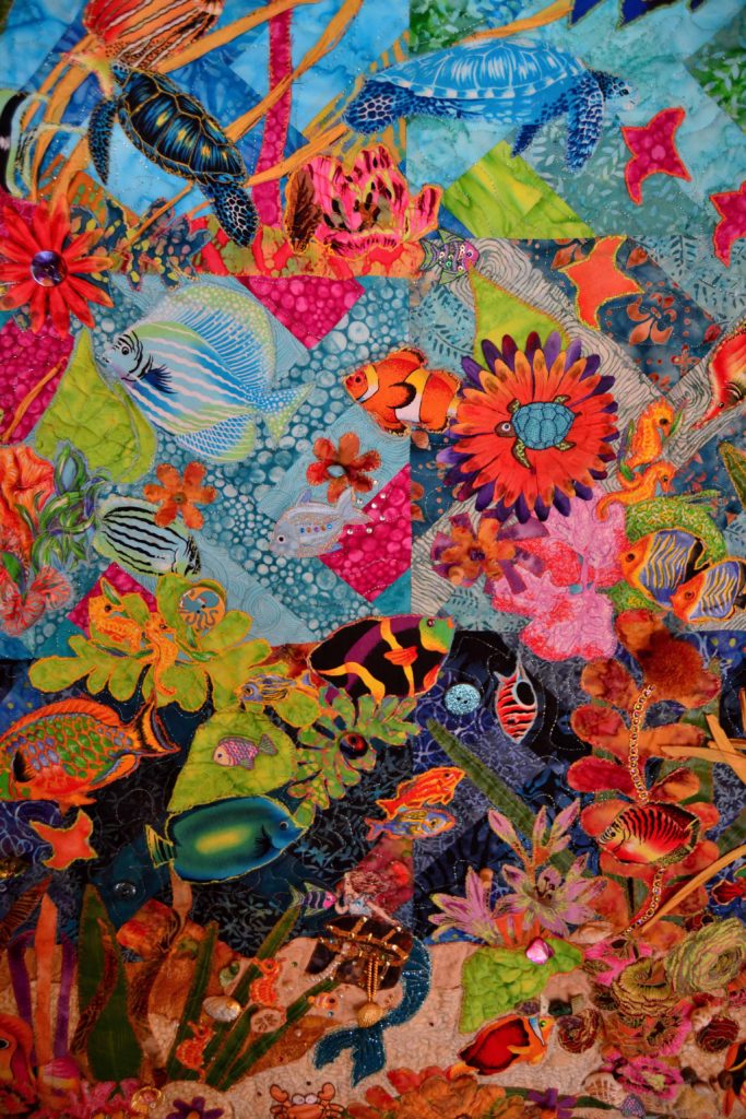 Underwater corral reef - very busy example of a background in one of our landscape quilt designs
