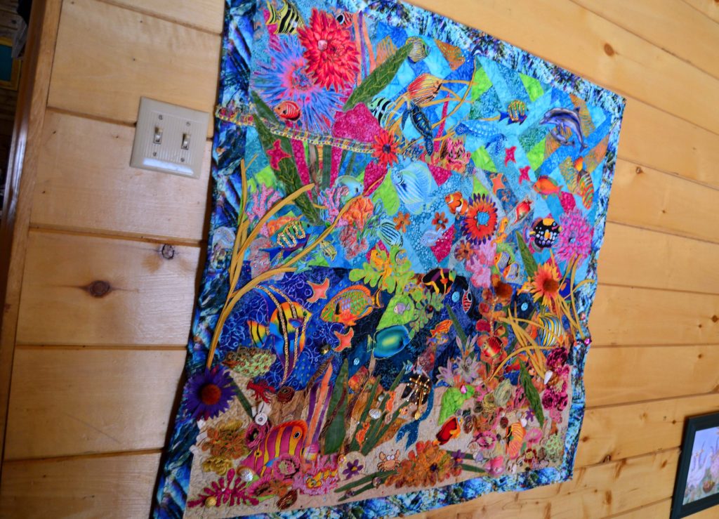 Landscape quilt designs taken to the next level - super busy coral reef panel
