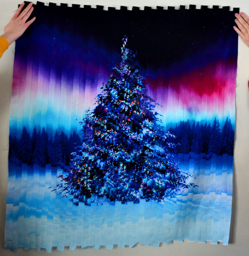 Right in the middle of a quilting project - creating a fractured Christmas tree under northern lights fractured panel