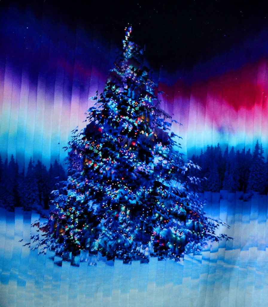 Right in the middle of a quilting project - creating a fractured Christmas tree under northern lights fractured panel