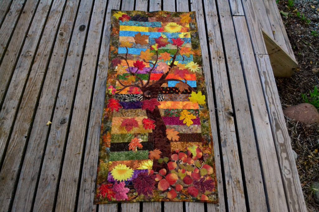 Autumn Daze maple tree landscape pattern - how to sew binding on a quilt