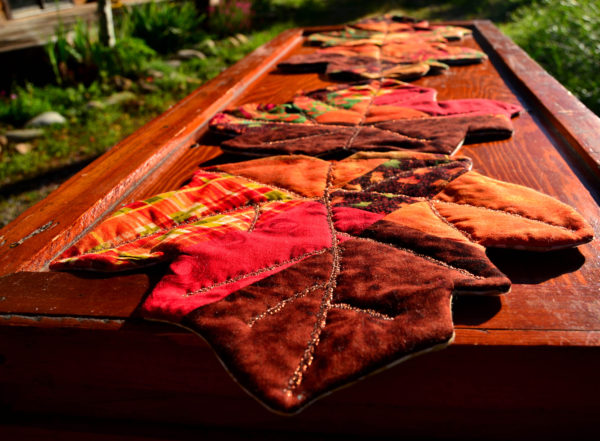 patchwork maple leaf table runner