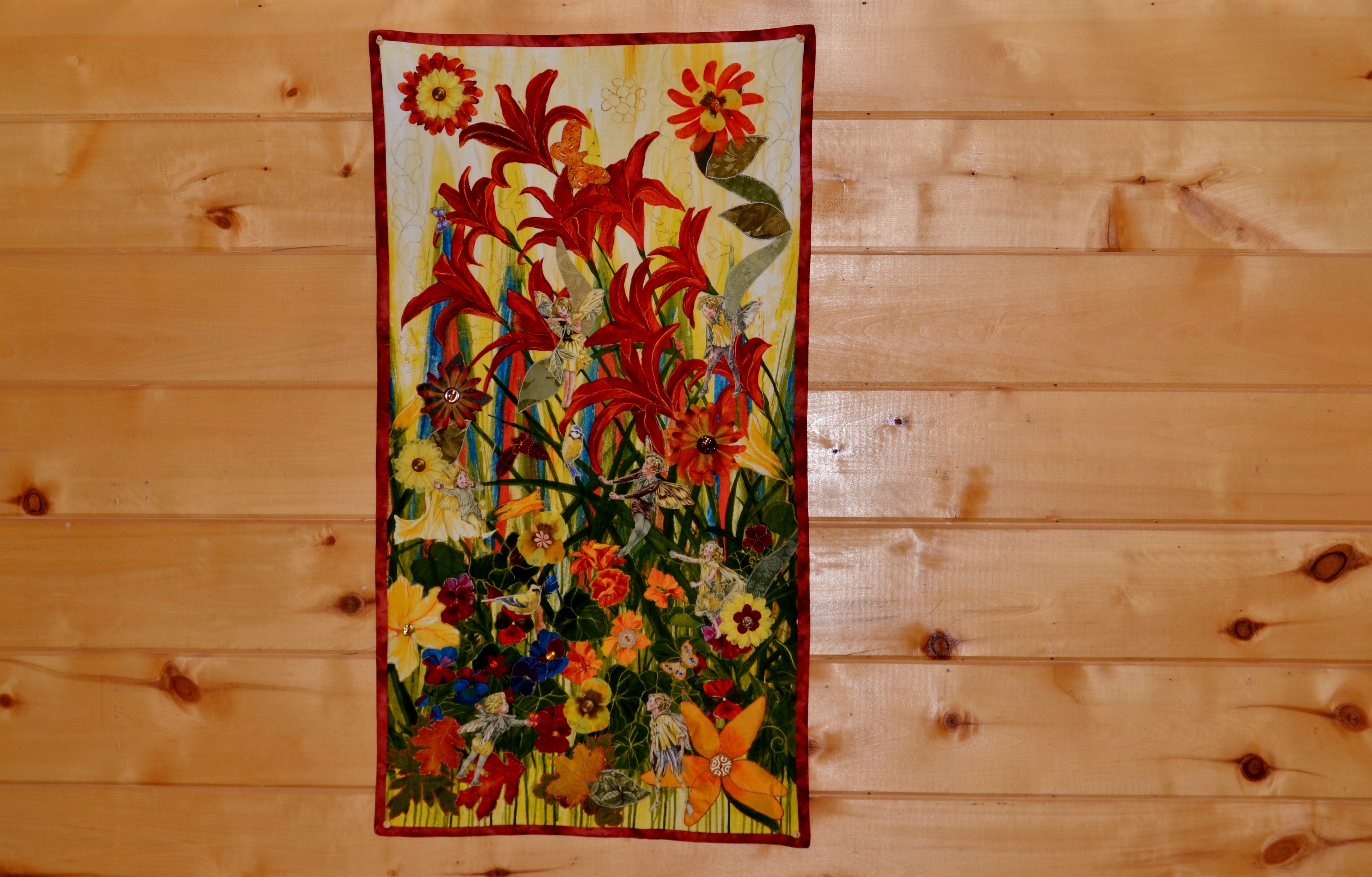 Fairies in My Garden - how to selectively pop-up your quilting