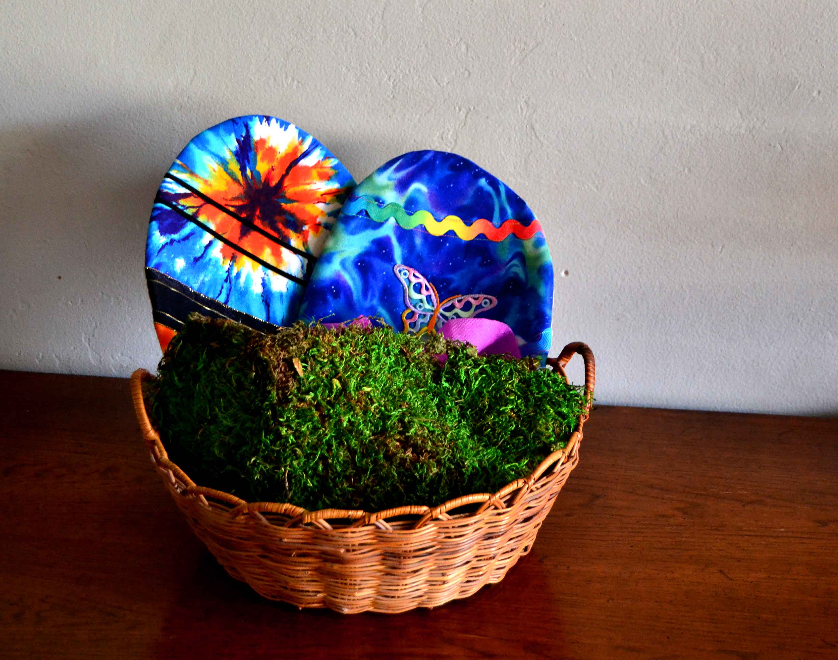 Easter egg basket of shaped potholders