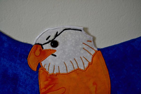 bald eagle head orange, white, and blue