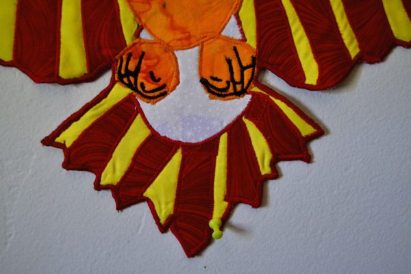Eagle tail flare, red and yellow with orange