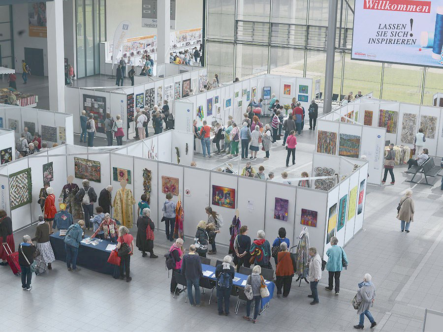 Wearable art display at an indoor exhibit