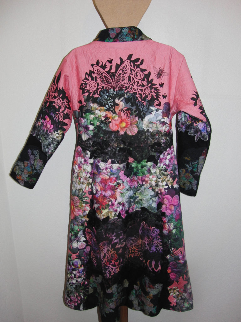 tickled pink long coat wearable art