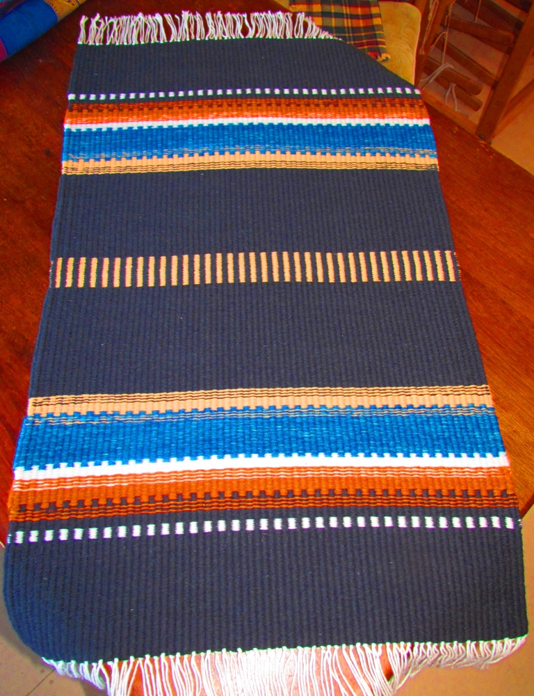 purple, blue, and orange practical woven art