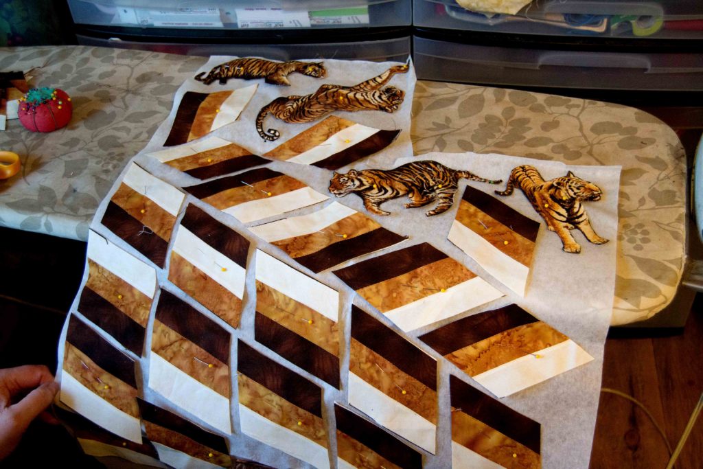 brown, gold, and cream tiger and diamonds for tiger quilt
