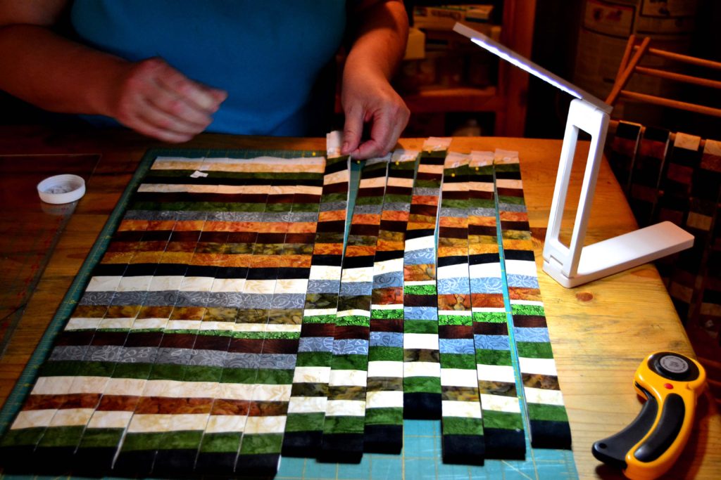 Mosaic jungle strip sets for tiger quilt