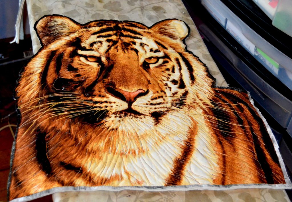 cut out tiger quilted