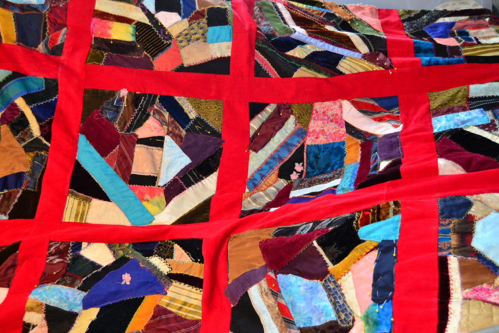 Crazy Quilt multiple blocks red sashing