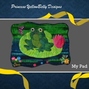 My Pad Pattern front - frog on a lily pad close up