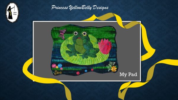 My Pad Pattern front - frog on a lily pad close up