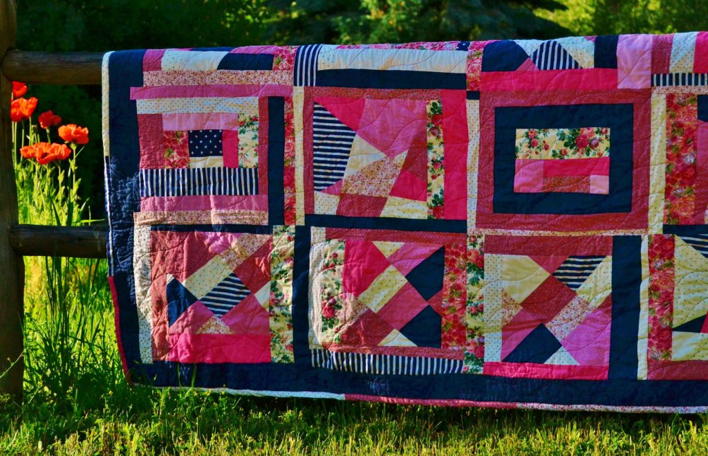 Nazca lines crazy quilt with candy striped how to sew binding on a quilt