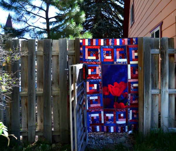 Patriotic Tulips American red white and blue twin heritage and tradition quilt