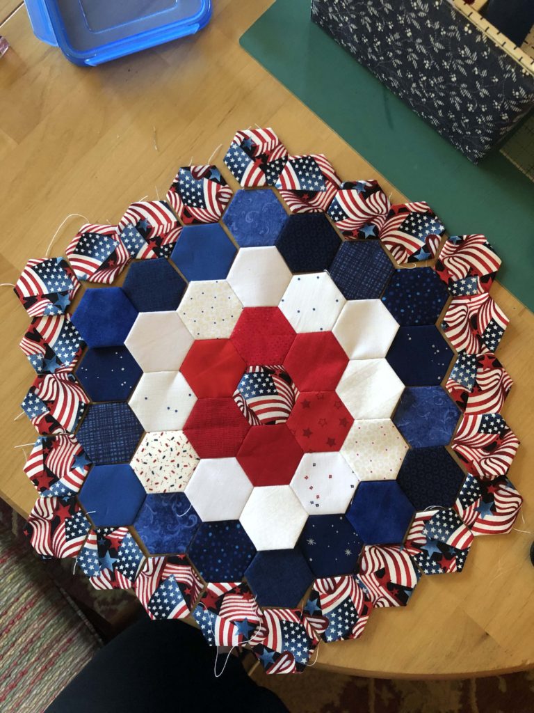Red white and blue patriotic hex block