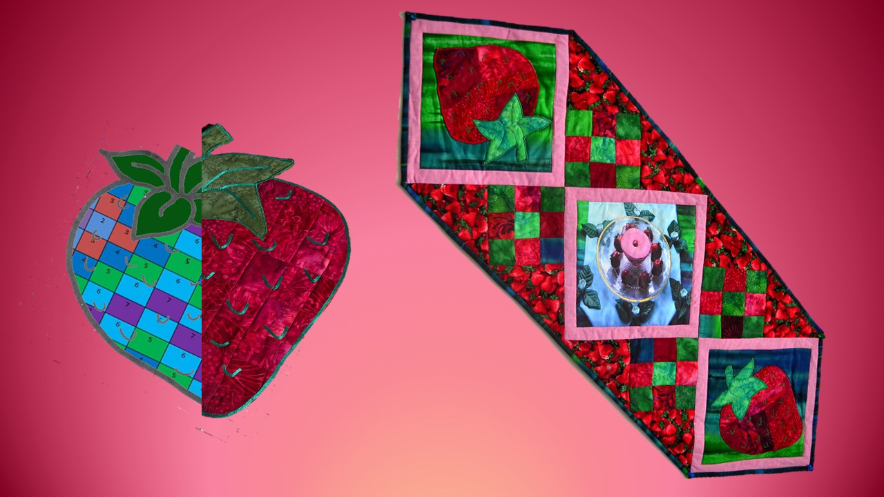 Bargello Strawberry quilting pattern transformed into a Farm-to-Table Runner
