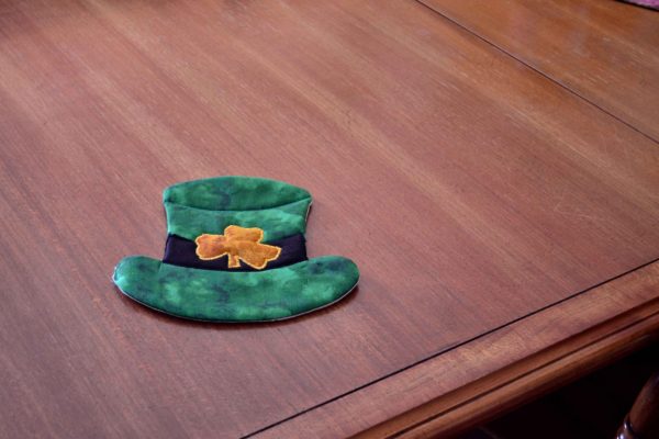 St Patrick's Day mug rugs - leprechaun hat
