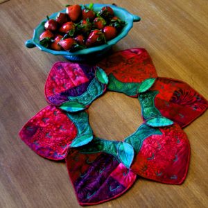 Fruit bowl holder - strawberry patch quilted centerpiece